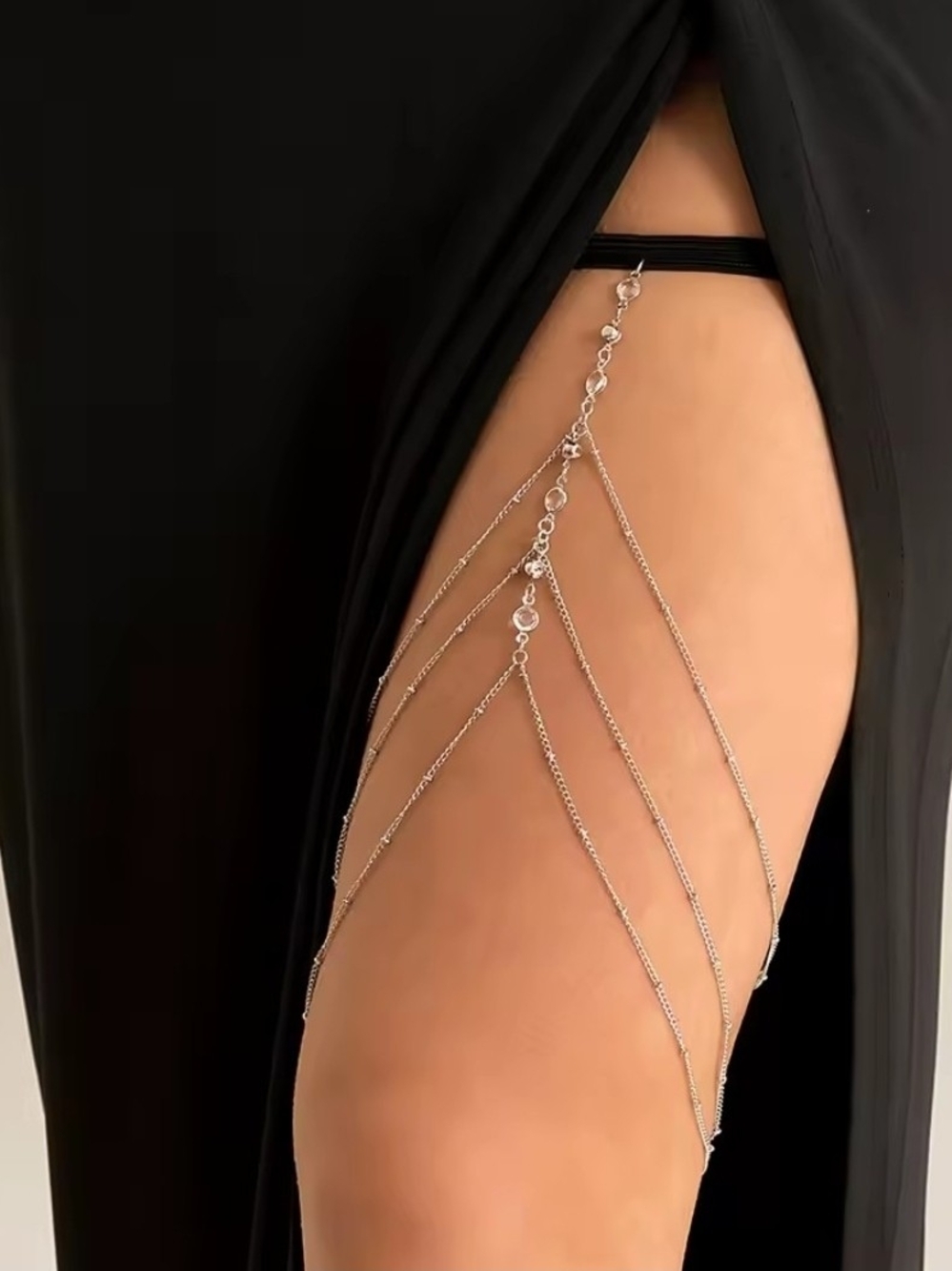 Silver Multi-Layer Thigh Chain Body Jewelry - Women Accessories